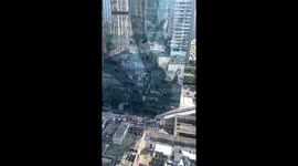 Drone assists rooftop solar panel installation