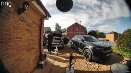 Moment rear window shatters as man closes boot