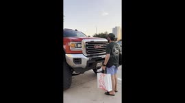 we found a massive red truck in the wild outdoors of Texas