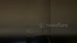 Spain: Lightning Strikes Famous Barcelona Tower During Storm