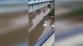 India: Severe Flooding Traps Cars Under Flyover In Kolkata