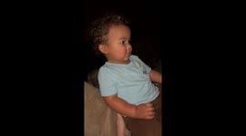 Toddler reassuring parents after minor bump in West Des Moines, USA