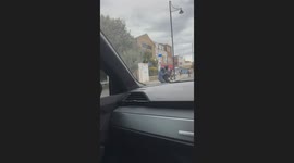 Aftermath of Brixton street fight: young male flees on bicycle following violent clash with knives on Acre Lane