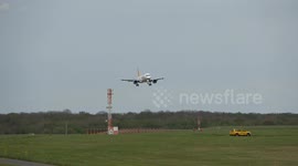 Airbus A321 NEO FlyPGS landing at London Stansted Airport
