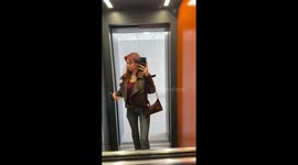 Awkward elevator moment in Moscow, Russia