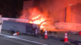 US, Los Angeles: West Covina Fatal Traffic Collision With Fire 10 Freeway