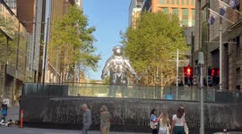 Giant astronaut installation appears in Martin Place, Sydney, Australia