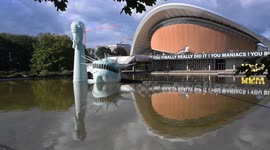 Germany: Bloated Statue of Liberty replica submerged in Berlin art exhibition