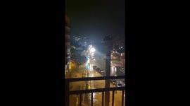 Thunderstorms batter amid red alert in Benimaclet, Valencia, Spain