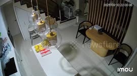 Kitchen shakes before family flees home during earthquake