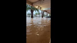 Flooded streets after Hurricane Gabrielle in Ibiza, Spain