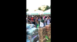 Students make human chain to help with earthquake relief operations