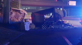 US, Los Angeles: San Bernardino Semi-Truck Crash Claims Drivers Life On Southbound 215 Freeway
