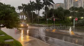 US: Rain Causes Street Flooding in Dania Beach, FL