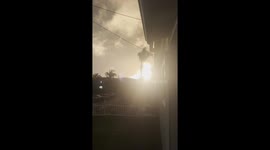 Fire at Chevron refinery in El Segundo, California view from Tree Section in Manhattan Beach