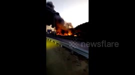 Lebanon: Fire on the Coastal Highway between Khaldeh and Naameh