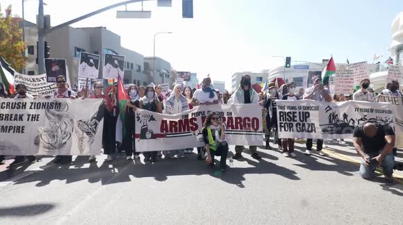 Rise up for Gaza in the consulate of Israel at Los Angeles, California. United States
