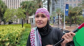 US: Protesters speak about their demands at the Pro-Palestine protest