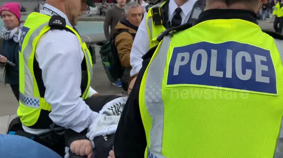 Hundreds Of Palestine Action Supporters, including pensioners, Arrested In Trafalgar Square, London
