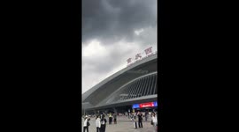 Fire causes alarm near Chongqing West Railway Station in Chongqing, China