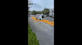 Robot car gets stuck trying to drive through pile of corn
