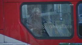 US, Los Angeles: Downtown Los Angeles Woman Barricades On Bus