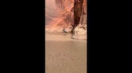 Dad springs into action to rescue son stuck waist-deep in quicksand