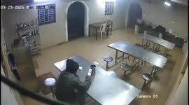 India: Leopard enters canteen to catch cat, people flee in fear