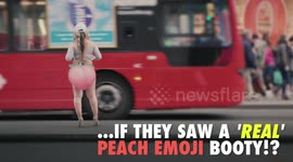 Inspired By Kim Kardashian Girl Walks Around London With Peach Emoji Booty