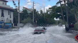 A street was heavily flooded during the King Tides