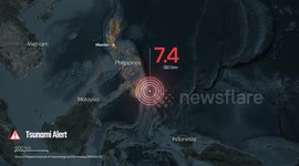 Philippines: MOTION GRAPHIC - Strong 7.5 magnitude earthquake rocks Philippines, killing 1, triggering tsunami warning