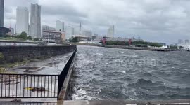 Storm over the waterfront in Osanbashi Cruise Terminal, Yokohama, Japan