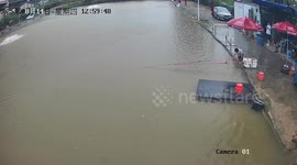 Boy dragged into fishing pond when he hooks a whopper