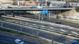 Avenida Meridiana, one of major roads into barelona heavy with traffic during rushhour