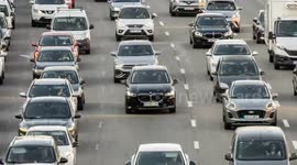 Avenida Meridiana, one of major roads into barelona heavy with traffic during rushhour