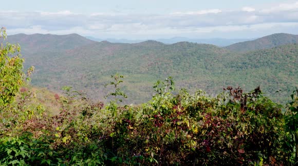People stopping on the BLue Ridge Parkway to observe the colour changes of the trees in Western North Carolina