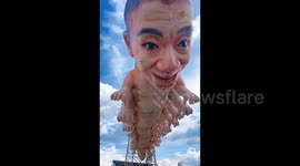 Chinese art exhibition criticised for 'disturbing' installations including 'human centipede' sculpture