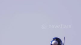 A Eurowings airplane coming into land at the terminal of barcelona airport in spain