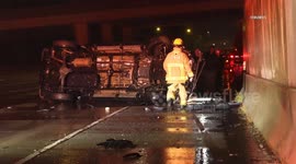 US, Los Angeles: Porter Ranch Vehicle Rollover On 118 Freeway Due To Flooding
