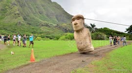 UNCAPTIONED: Mystery of the moai solved: Researchers say they 'walked' across Rapa Nui