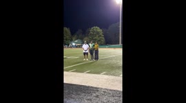 Football player shares homecoming crown in Sandy Springs, Georgia, USA