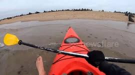 While kayaking at Pelican Point in Walvis Bay, Namibia, I came across a seal in urgent need of help. The poor animal was entangled in fishing line that had already cut deeply into its body, causing severe injury. With care and determination, I managed to 