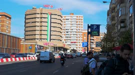 Spain: Solidarity on Display: A Large Palestinian Flag Hangs from the UGT Trade Union Headquarters in Madrid, Spain