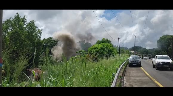 House on fire. French island of Martinique, Ducos, Fond Savane Caribbean, Antilles, France . (VIDEO: 22 October 2025, 12h05