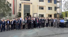 PLO headquarters in Ramallah displays flags of countries recognizing Palestine