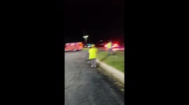 A traffic accident where a truck hit our work bus belonging to DQS while we were inside