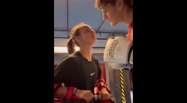 Funny sparring moment between couple in Napoli, Italy