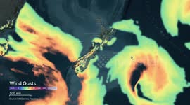 New Zealand: MOTION GRAPHICS - Powerful winds batter New Zealand, leave 90,000 homes without power