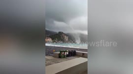 Waterspout spotted off Camogli coast in Liguria, Italy
