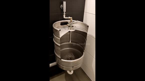 World's strangest urinal? Toilet made out of beer keg